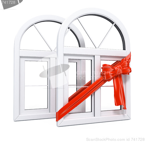 Image of Plastic windows with red ribbon gift