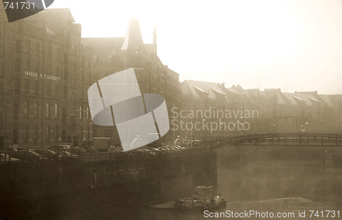 Image of Hamburg Harbour retro