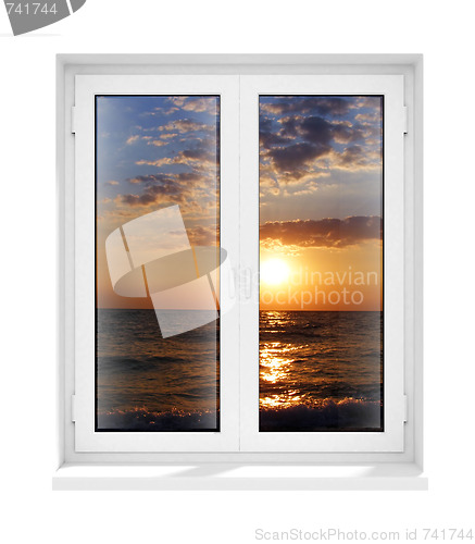 Image of new closed plastic glass window frame isolated