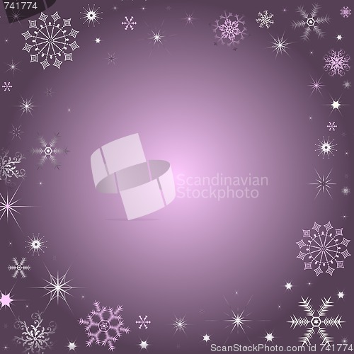 Image of Christmas lilas background with snowflakes
