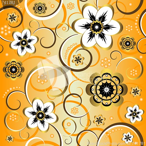 Image of Seamless floral yellow pattern