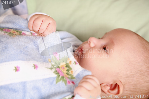 Image of Adorable newborn in bed