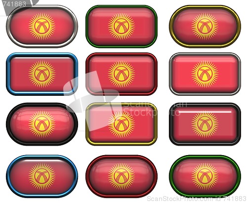 Image of 12 buttons of the Flag of kyrgyzstan