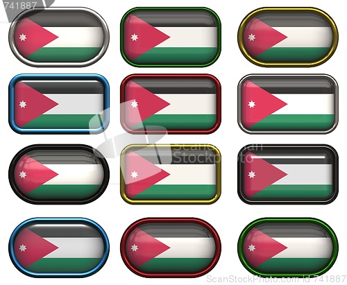 Image of 12 buttons of the Flag of Jordan