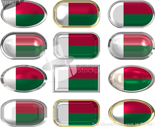 Image of 12 buttons of the Flag of Madagascar
