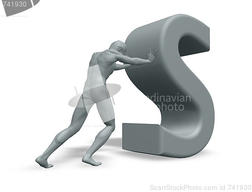 Image of man pushes the letter S