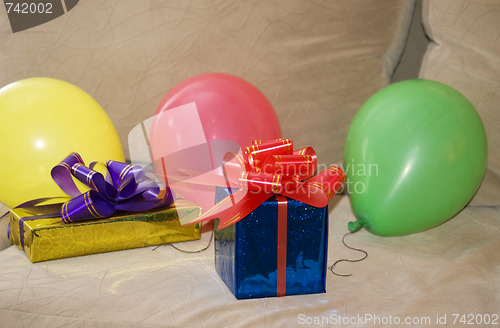 Image of presents on sofa