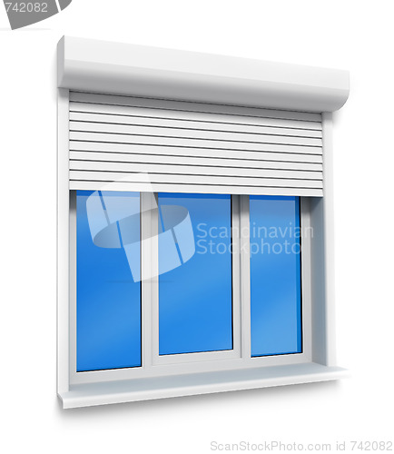 Image of plastic window in the wall isolated on white