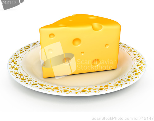 Image of piece of cheese isolated food on the white background