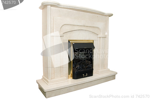 Image of White marble fireplace