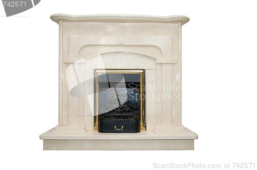 Image of white marble fireplace