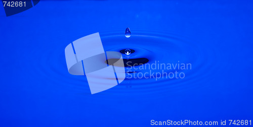 Image of Falling waterdrop in blue tone