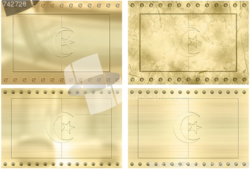 Image of four gold flags of algeria