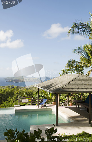 Image of caribbean island villa pool with lovely view