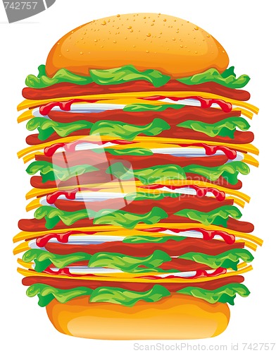 Image of hamburger big rasterized vector illustration