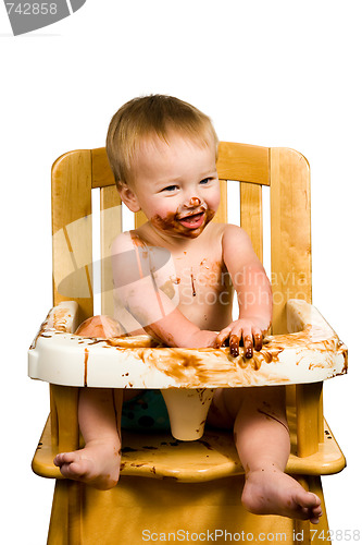 Image of Messy Baby Boy Isolated