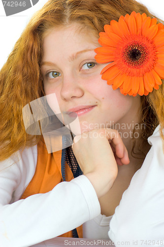 Image of happy woman with gerber