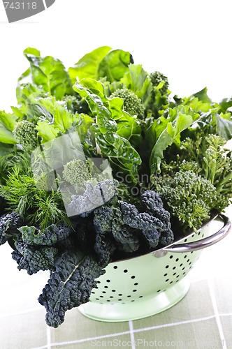 Image of Dark green leafy vegetables in colander