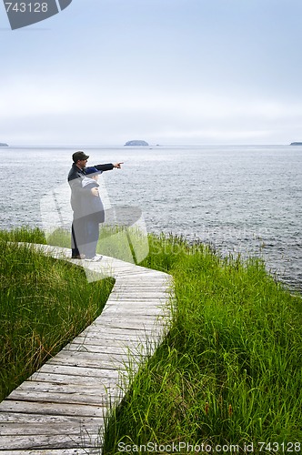 Image of Father and son at Atlantic coast in Newfoundland