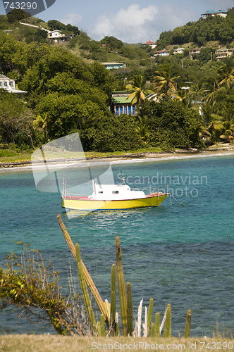 Image of colorful fishing boat bequia st. vincent and the grenadines