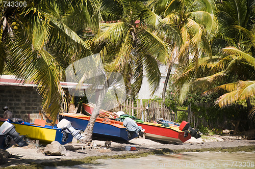 Image of colorful fishing boat bequia st. vincent and the grenadines