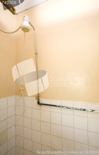 Image of bathroom simple shower room in caribbean guest house