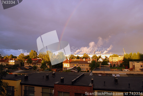 Image of Rainbow over the city