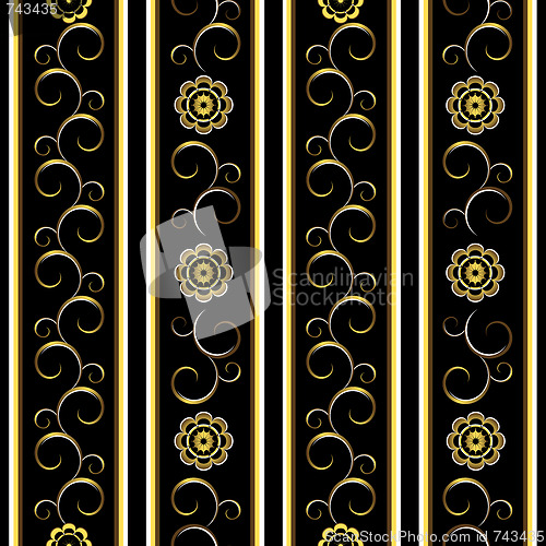 Image of Black floral stripes background 