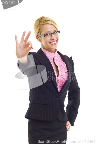 Image of businesswoman satisfied with results