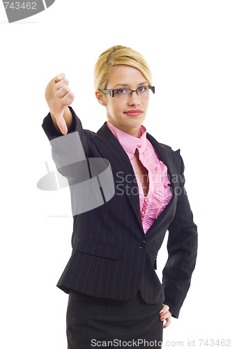 Image of business woman with thumbs down