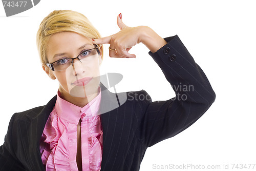 Image of  Attractive businesswoman in panic