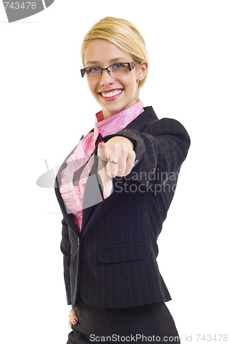 Image of business woman pointing her finger