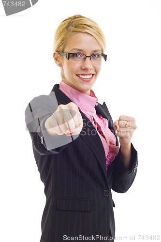 Image of business woman getting into a fight