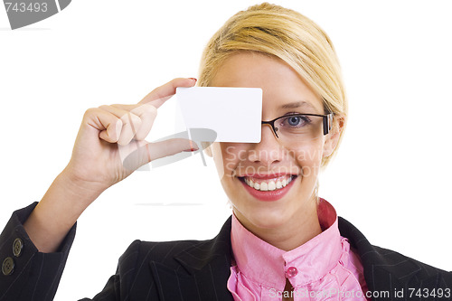 Image of businesswoman with businesscard