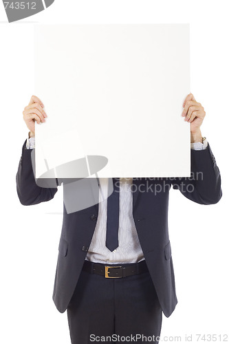 Image of  businessman with blank board