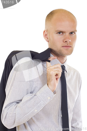 Image of business man with a coat over shoulder