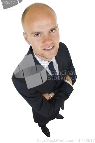 Image of wide angle picture of a businessman