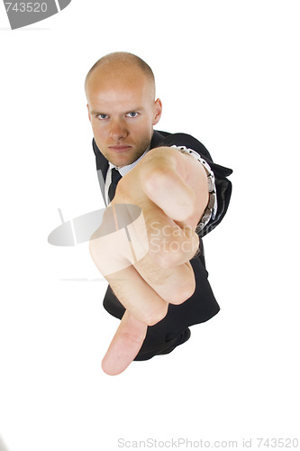 Image of businessman with thumbs down