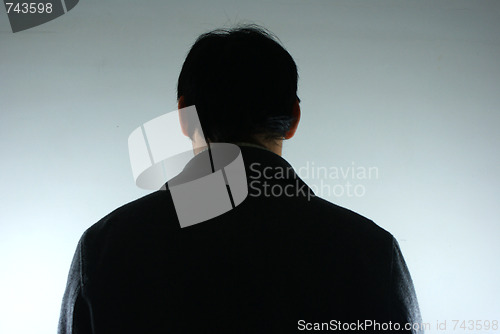 Image of The back of the tall men isolated