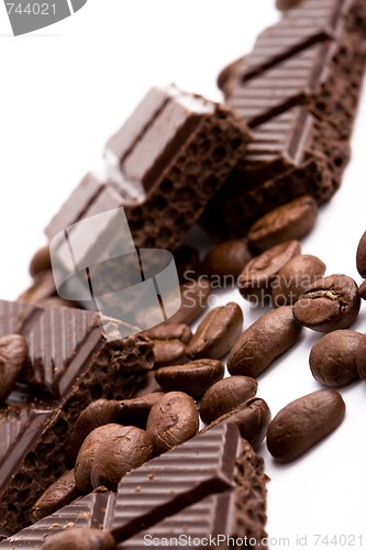 Image of coffee beans and black chocolate