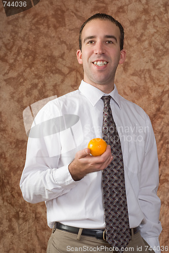 Image of Employee With Orange