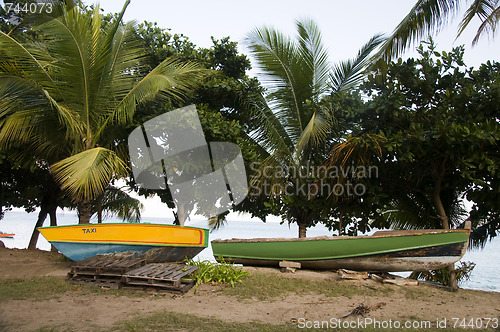 Image of boat taxi and fishing boat lower bay bequia st. vincent