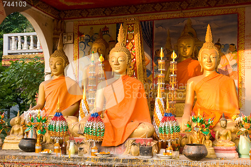 Image of Buddha images at Wat That Luang in Vientiane
