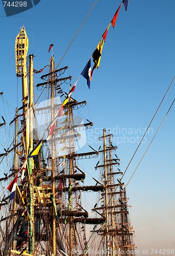 Image of Masts of Tall ships in port