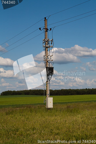 Image of Electric line in green fields