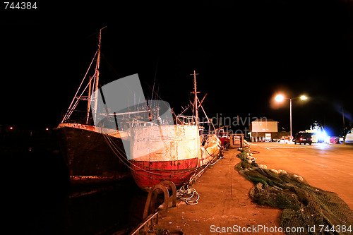 Image of Dingle fishing port by midnight