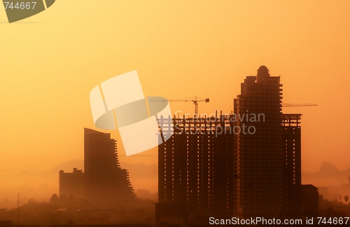 Image of Building on the sunset