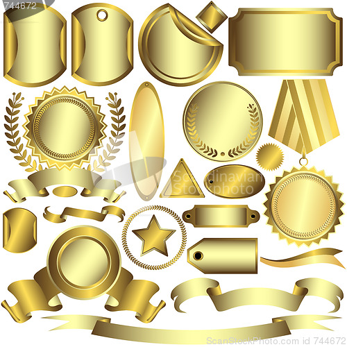 Image of Set golden and silvery  labels 