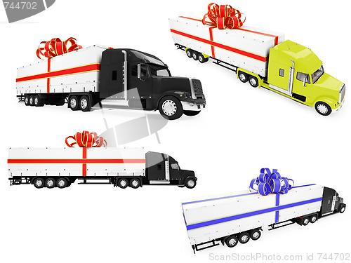 Image of Collage of isolated surprise truck