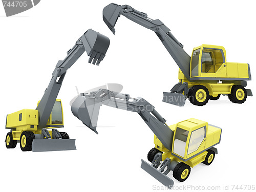 Image of Collage of isolated construction vehicle